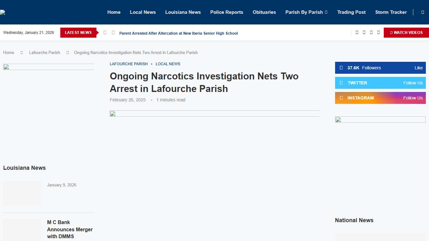 Ongoing Narcotics Investigation Nets Two Arrest in Lafourche Parish – KQKI News